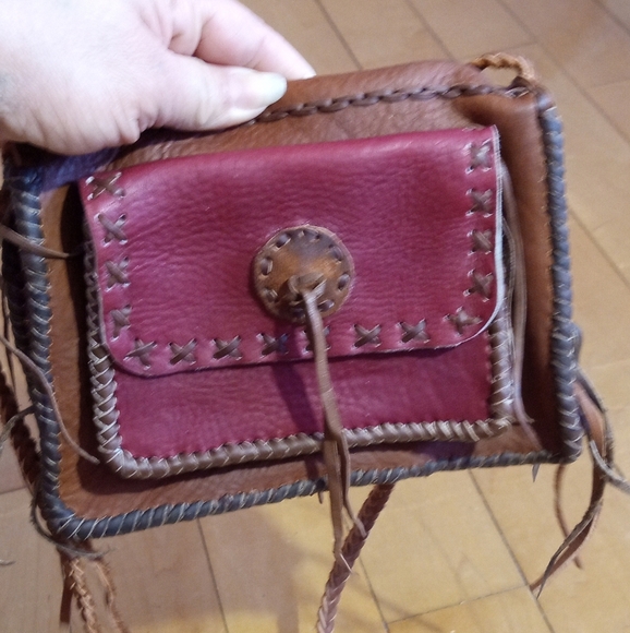 Vintage Handmade Boho Hippie Leather crossbody purse set - Picture 16 of 16